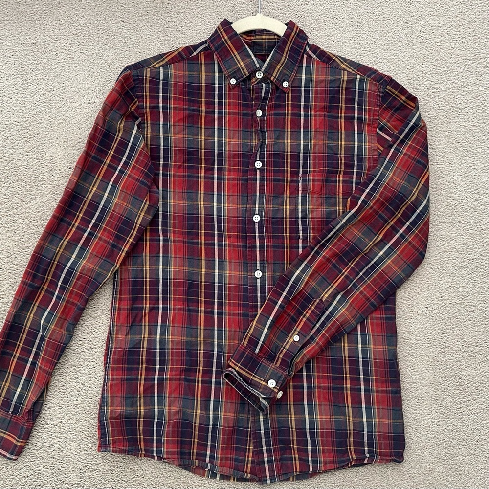Fall Plaid Colors Long Sleeve Button Down Shirt - Business Casual / Thanksgiving